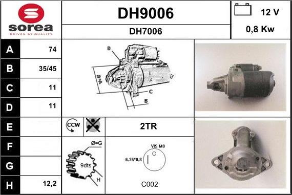 SNRA DH9006 - Démarreur cwaw.fr