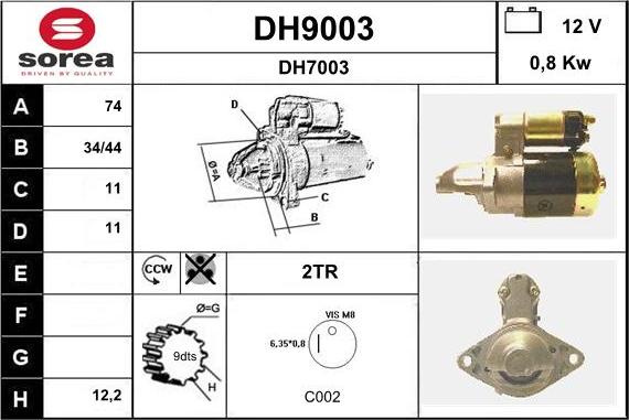 SNRA DH9003 - Démarreur cwaw.fr