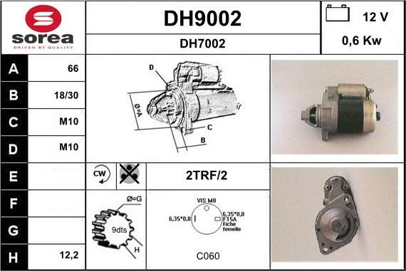 SNRA DH9002 - Démarreur cwaw.fr