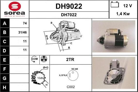 SNRA DH9022 - Démarreur cwaw.fr