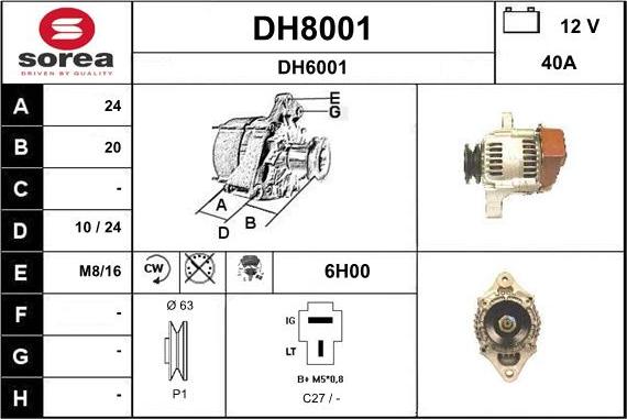 SNRA DH8001 - Alternateur cwaw.fr