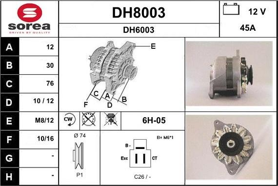 SNRA DH8003 - Alternateur cwaw.fr