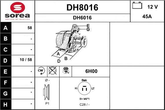 SNRA DH8016 - Alternateur cwaw.fr