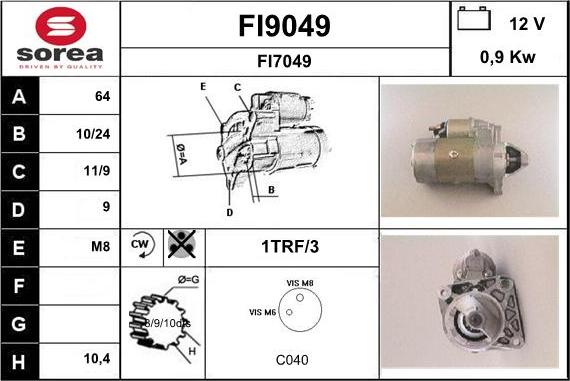 SNRA FI9049 - Démarreur cwaw.fr