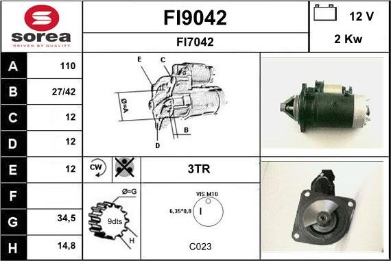 SNRA FI9042 - Démarreur cwaw.fr