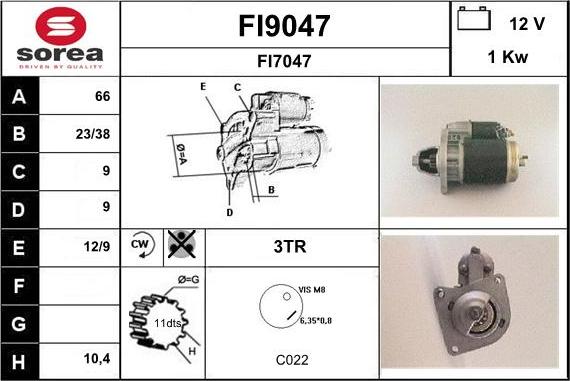 SNRA FI9047 - Démarreur cwaw.fr