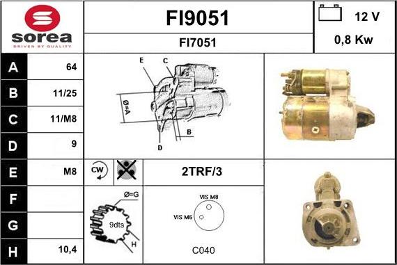 SNRA FI9051 - Démarreur cwaw.fr