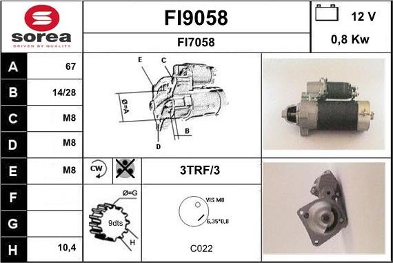 SNRA FI9058 - Démarreur cwaw.fr