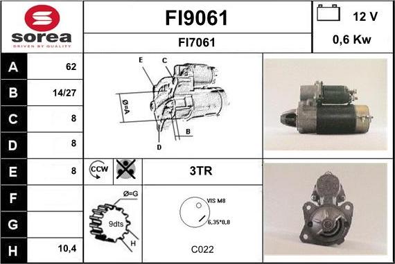 SNRA FI9061 - Démarreur cwaw.fr