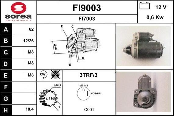 SNRA FI9003 - Démarreur cwaw.fr