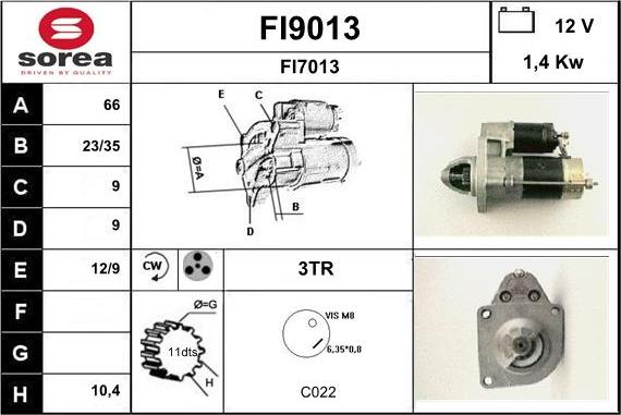 SNRA FI9013 - Démarreur cwaw.fr