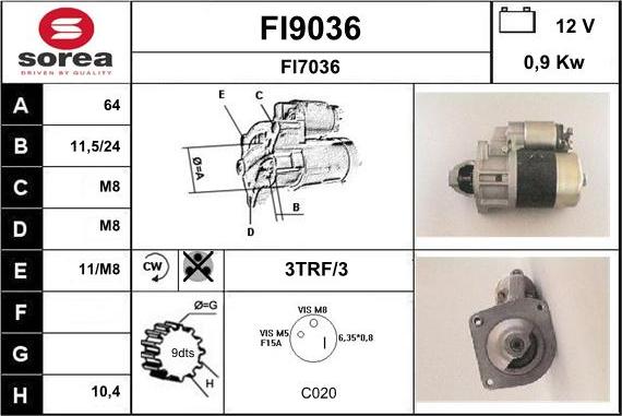 SNRA FI9036 - Démarreur cwaw.fr