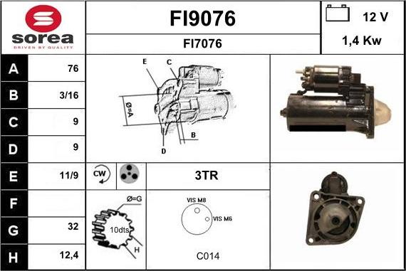 SNRA FI9076 - Démarreur cwaw.fr