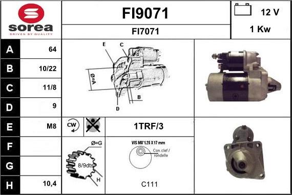 SNRA FI9071 - Démarreur cwaw.fr