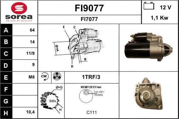 SNRA FI9077 - Démarreur cwaw.fr