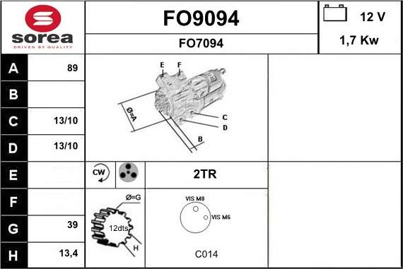 SNRA FO9094 - Démarreur cwaw.fr