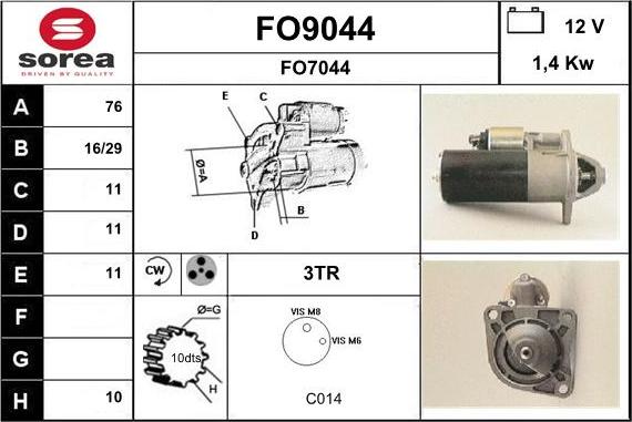 SNRA FO9044 - Démarreur cwaw.fr