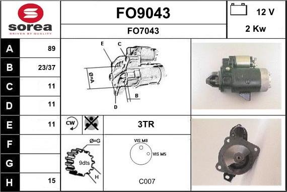 SNRA FO9043 - Démarreur cwaw.fr