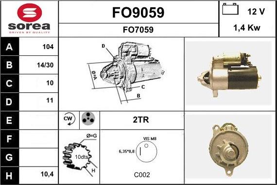 SNRA FO9059 - Démarreur cwaw.fr