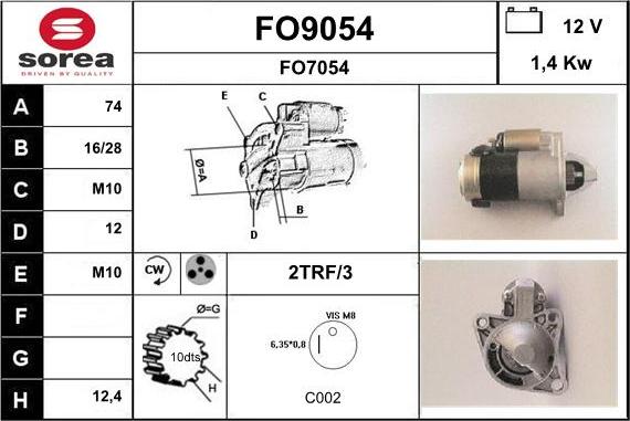 SNRA FO9054 - Démarreur cwaw.fr