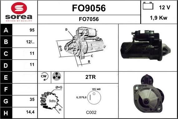 SNRA FO9056 - Démarreur cwaw.fr