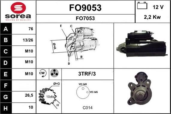 SNRA FO9053 - Démarreur cwaw.fr