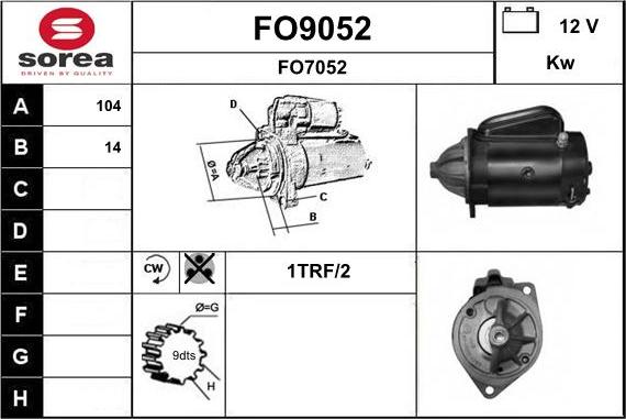 SNRA FO9052 - Démarreur cwaw.fr