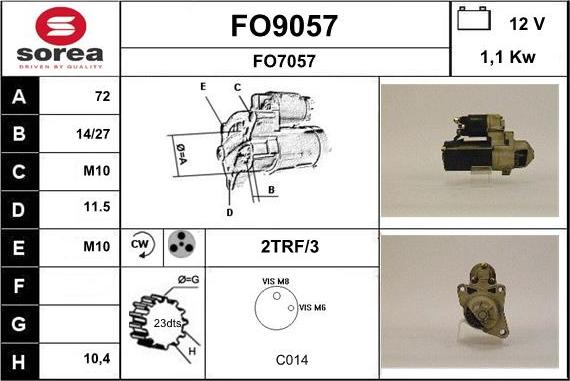 SNRA FO9057 - Démarreur cwaw.fr