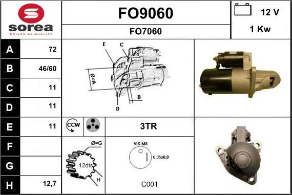 SNRA FO9060 - Démarreur cwaw.fr