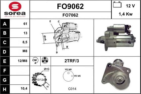 SNRA FO9062 - Démarreur cwaw.fr