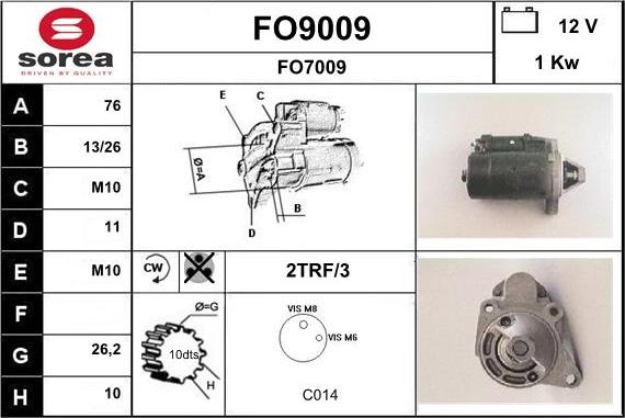 SNRA FO9009 - Démarreur cwaw.fr