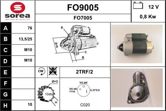 SNRA FO9005 - Démarreur cwaw.fr