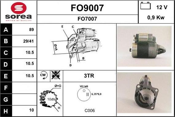 SNRA FO9007 - Démarreur cwaw.fr