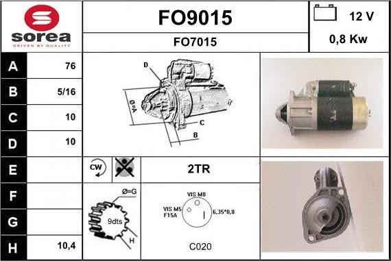 SNRA FO9015 - Démarreur cwaw.fr