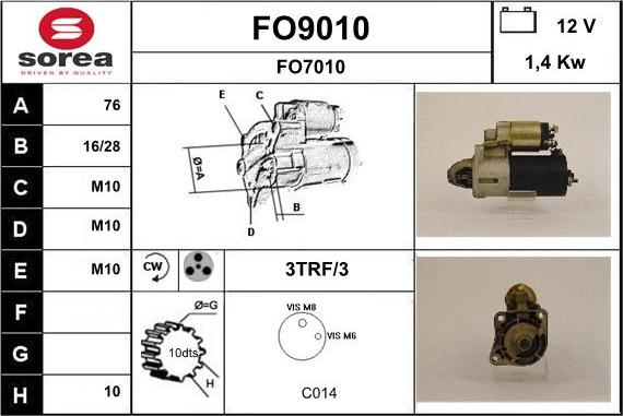 SNRA FO9010 - Démarreur cwaw.fr