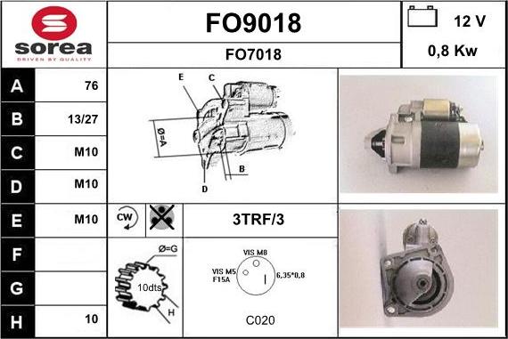 SNRA FO9018 - Démarreur cwaw.fr