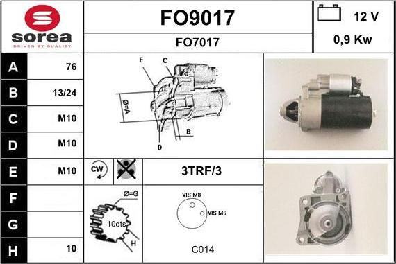 SNRA FO9017 - Démarreur cwaw.fr