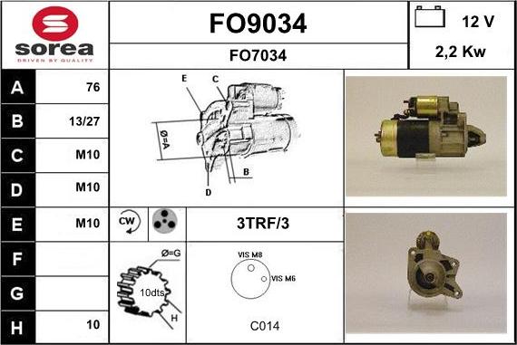 SNRA FO9034 - Démarreur cwaw.fr