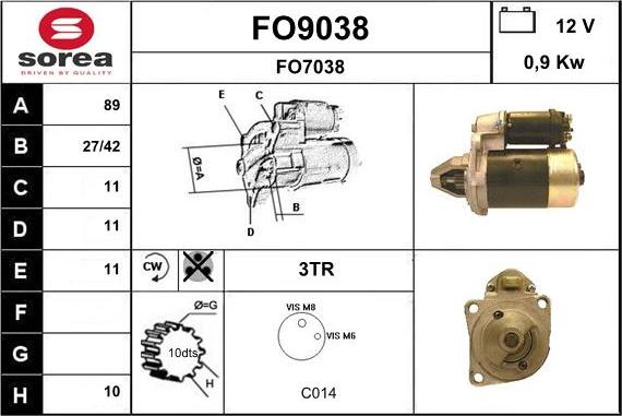 SNRA FO9038 - Démarreur cwaw.fr