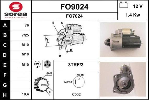 SNRA FO9024 - Démarreur cwaw.fr