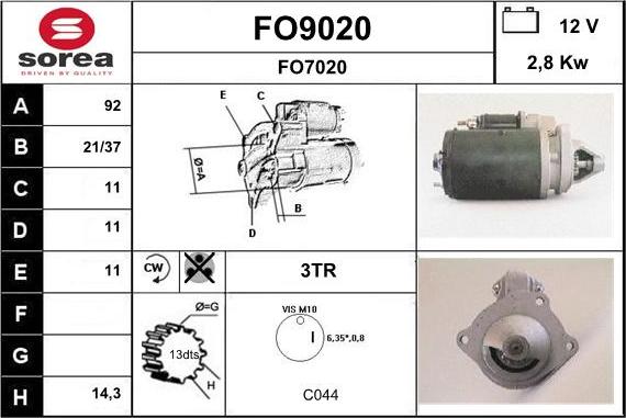 SNRA FO9020 - Démarreur cwaw.fr