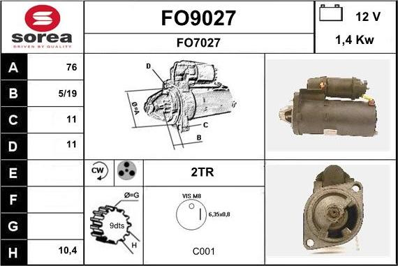 SNRA FO9027 - Démarreur cwaw.fr