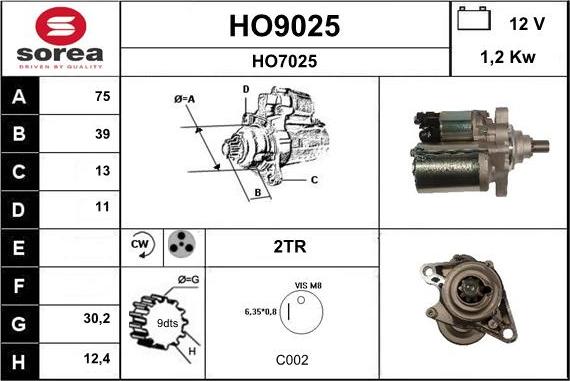 SNRA HO9025 - Démarreur cwaw.fr