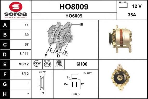 SNRA HO8009 - Alternateur cwaw.fr