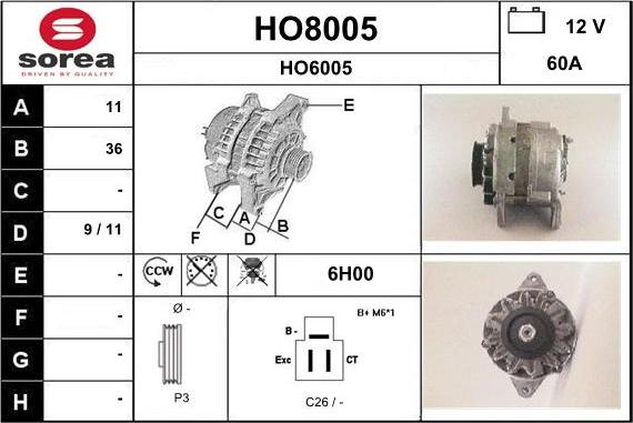 SNRA HO8005 - Alternateur cwaw.fr