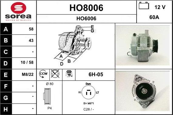 SNRA HO8006 - Alternateur cwaw.fr