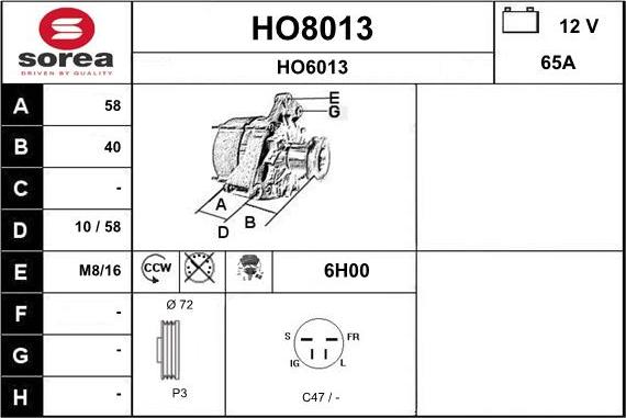 SNRA HO8013 - Alternateur cwaw.fr