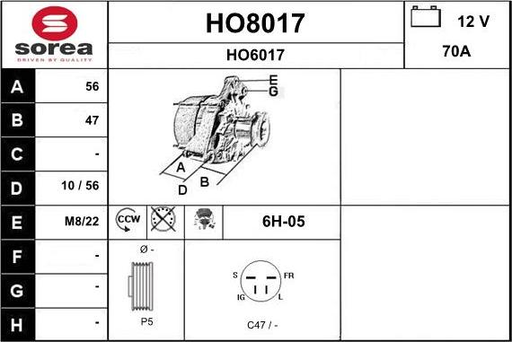 SNRA HO8017 - Alternateur cwaw.fr