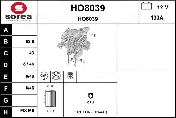 SNRA HO8039 - Alternateur cwaw.fr