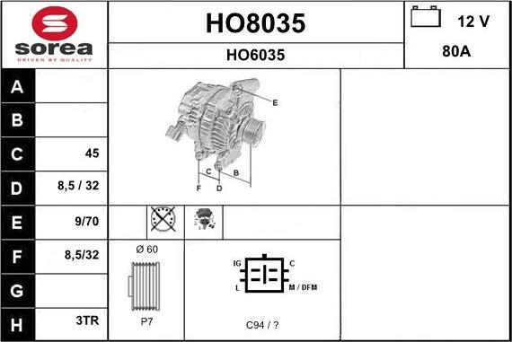 SNRA HO8035 - Alternateur cwaw.fr